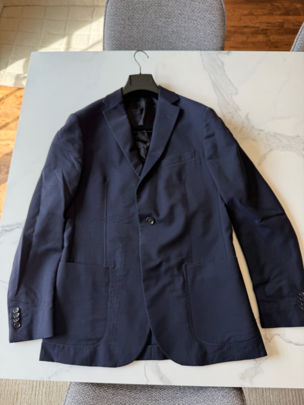 Z Zegna Navy Single-Button Pea Coat-Style Blazer